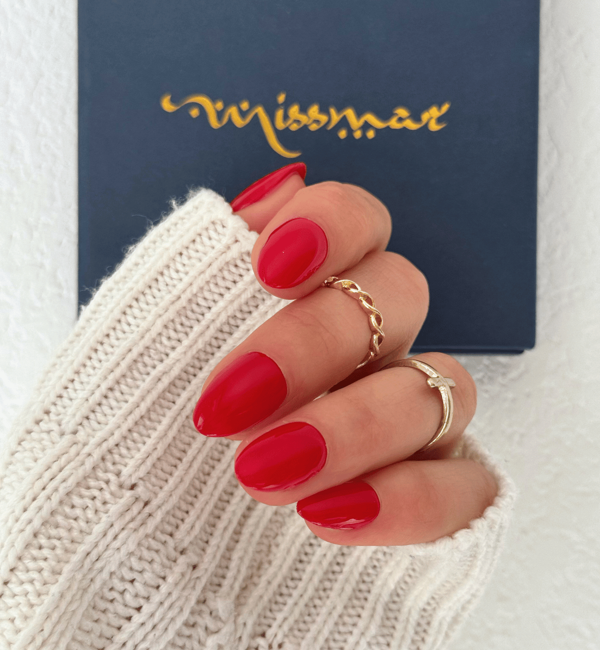 FAUX ONGLES ROUGE AMANDE COURT